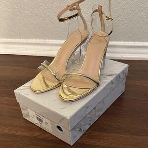 Elegant Gold Heeled Sandals